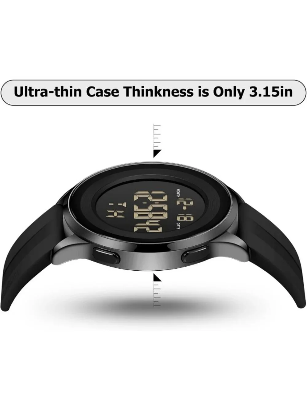 Men's Digital Waterproof Tactical Watch - Black Dive Sports Ultra-Thin